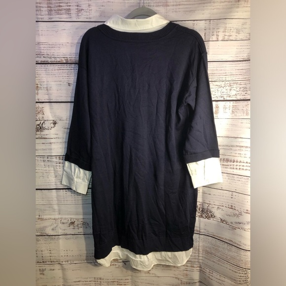 Navy Blue Layered Sweater Dress - Picture 14 of 15